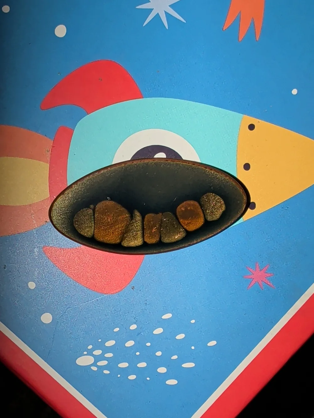 Signed Averill Shepps Modernist Enamel on Copper Brooch